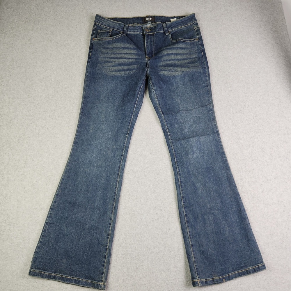 Rise Supply Co Jeans Womens 13‎ Blue Denim Whiskered Medium Wash Straight Leg